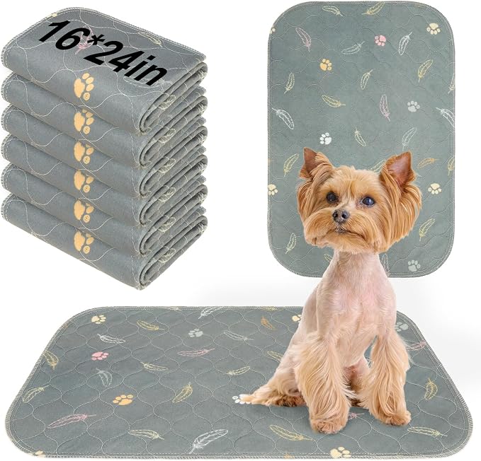 BEAUTYZOO Reusable Puppy Pads,Washable Pee Pads for Dogs,Non Slip Wee Wee Pad for Potty Training,Thick Heavy Absorbent Underpads for Playpen,Bed,Sofa,Crate,Whelping,Travel & Outdoor Spring, 16"x 24"