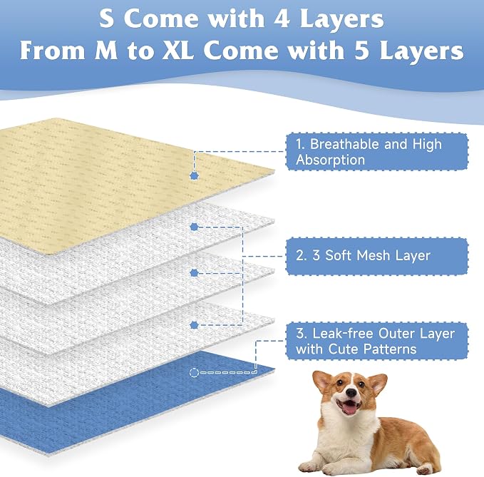 Dog Diapers Female 5pcs,Reusable Dog Doggie Puppy Doggy Diapers Female, Period Panties in Heat, Lamb, Large