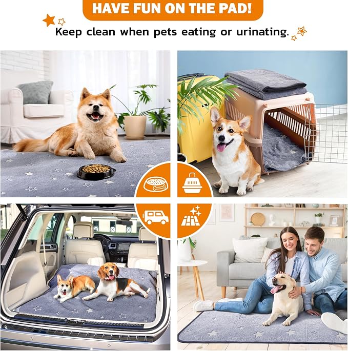 LOOBANI Washable Pee Pads for Dogs, Fast Absorption Reusable Puppy Pad, Waterproof Whelping Pads, Training Pet Playpen Mat for Floor, Dog Crate, 1 Pack 72 x 72 in