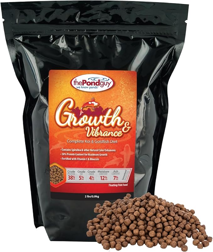 The Pond Guy Growth & Vibrance Fish Food for Show Quality Koi & Goldfish, Premium Protein Floating Pellets for Balanced Nutrition, 2 lbs