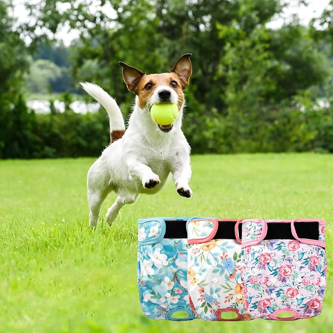 3Pack Reusable Dog Diapers Female,Washable Diaper for Doggie,Highly Absorbent Dog Diaper,Adjustable Leakproof Puppy Girl Dog Diapers for Heat,Incontinence,Period Doggy Nappies M