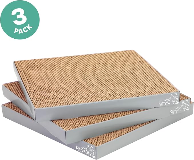 Kitty City Gray Corrugate Scratchers 3-Pack