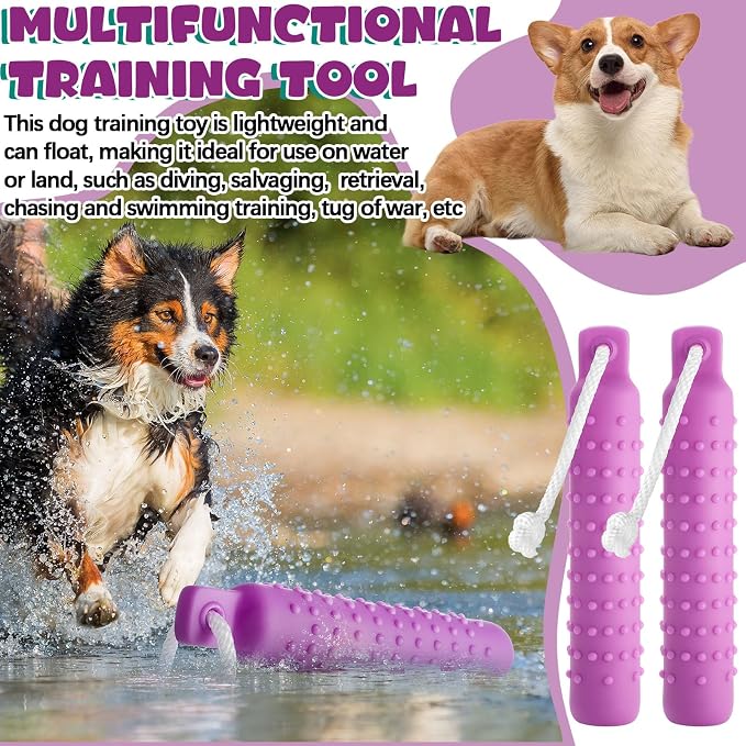 Blueweenly 4 Pcs Dog Bumper Toy for Water Retrieving Plastic Puppy Training Dummy Dog Float Toy Lightweight for Float on The Water Pool Outdoor Training Hunting Fetching (Purple)