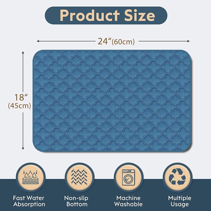 FunFurry Washable Pee Pads for Dogs - 4 Pack Reusable Pee Pads，Waterproof Puppy Pads，Pet Training Pads，Super Absorbent with Dog Paw Shape Non-Slip Backing (Blue, 18" X 24" - 4 Pack)