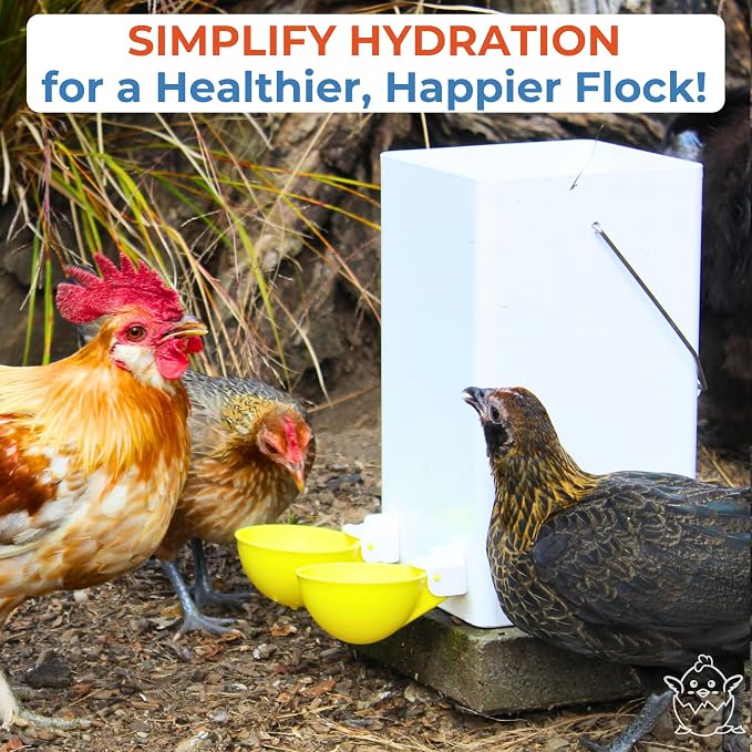 Lil'Clucker - Large Automatic Chicken Waterer Cups Suitable for Ducks, Geese, Turkeys, and Bunny Rabbit - Water Feeder Kit - Poultry Waterer (Yellow, 12 Pack)