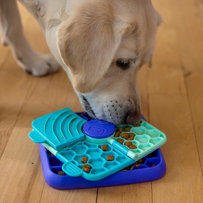 Outward Hound by Nina Ottosson Lick N’ Flip Level 1 Dog Puzzle Toy, Lick Mat & Slow Feeder – Non-Slip Base Beginner Enrichment for Small & Medium Dogs, Holds 1 Cup Wet or Dry Food, 7.4" x 7.4"