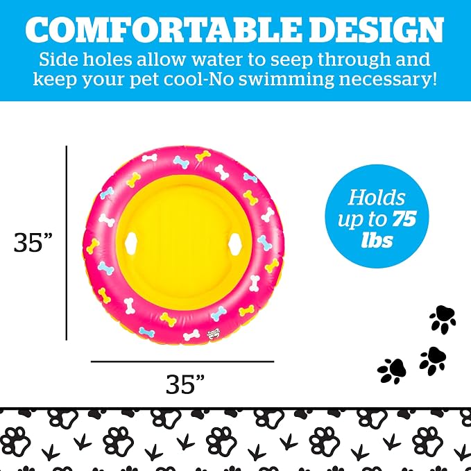 BigMouth Inc. Pool Float for Dogs, Durable Inflatable Vinyl Raft for Small to Medium Sized Dogs
