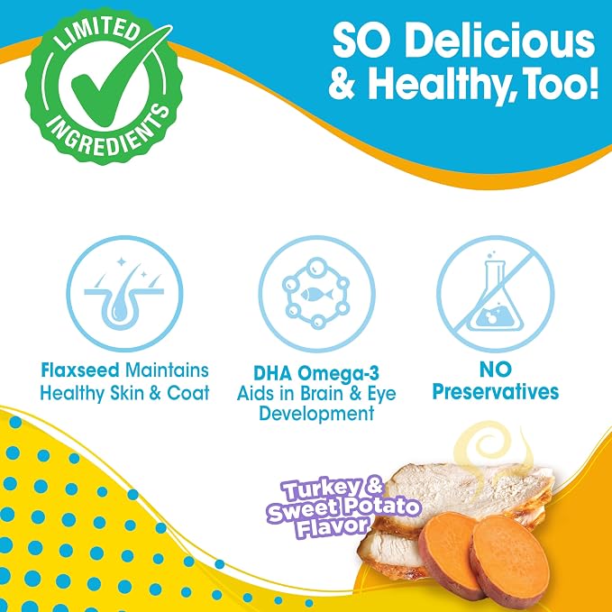 Nylabone Nubz Natural Dog Chew Treats for Puppies, Long Lasting Dog Chew Bones Made in USA, Puppy Training Treats, Turkey & Sweet Potato Flavor, for Small Dogs Up to 25 lbs. (8 Count)