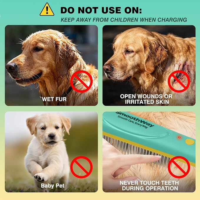 Professional 3-Row Tick & Flea Comb for Dogs & Cats - Stainless Steel Teeth with Negative Ion Anti-Static | Detangling Grooming Tool for Poodles, Shih Tzus & Long Haired Pets (One Size)