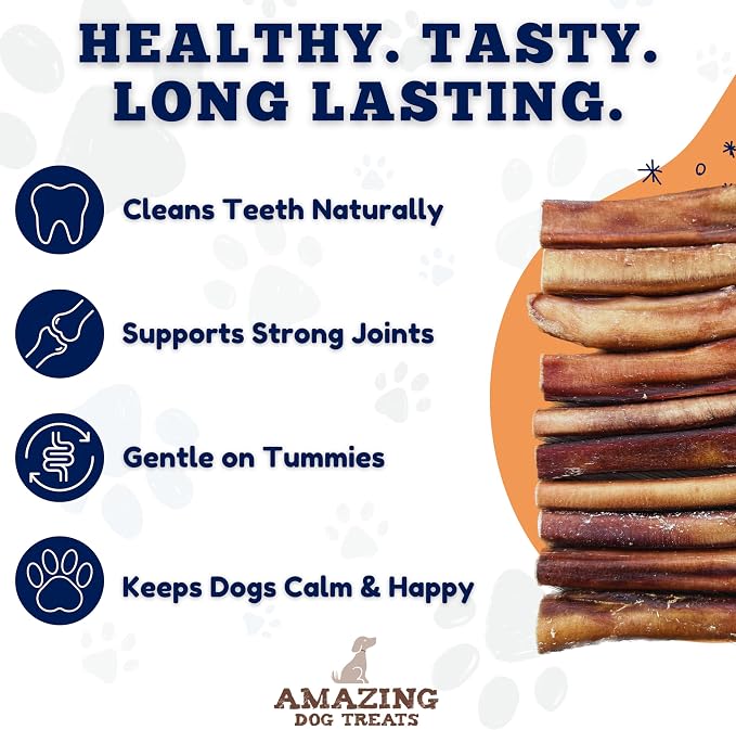 Amazing Dog Treats Bully Sticks 6 Inch [Extra Thick - 10 Pcs/Pck] -NO Hide Bones for Dogs - Safe Chews for Dogs - Long Lasting Bully Sticks