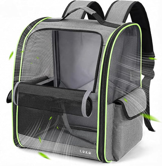 Lekereise Cat Backpack Carriers, Dog Carrier Backpacks with Breathable Mesh for Small Medium Cats Dogs Puppy Up to 18 Lbs, Pet Foldable Carrying Backpack Ventilated for Travel Hiking Collapsible