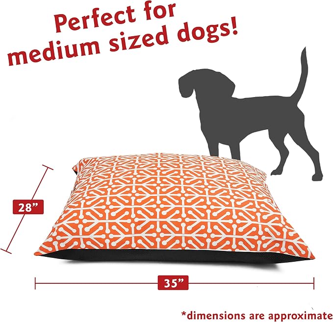 Majestic Pet Rectangle Medium Dog Bed Washable – Non Slip Comfy Pet Bed – Dog Crate Bed Super Value Pillow Dog Bed – Dog Kennel Bed for Sleeping - Dog Bed Medium Breed 35 x 28 Inch – Aruba Orange