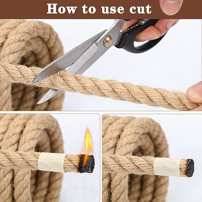 Natural Jute Manila Nautical Hemp Rope, Twisted Thick Heavy Duty Rope for Crafts, Bundling, Anchor, Hammock, Tug of War, Railings, Decorating (1 in x 100 ft)