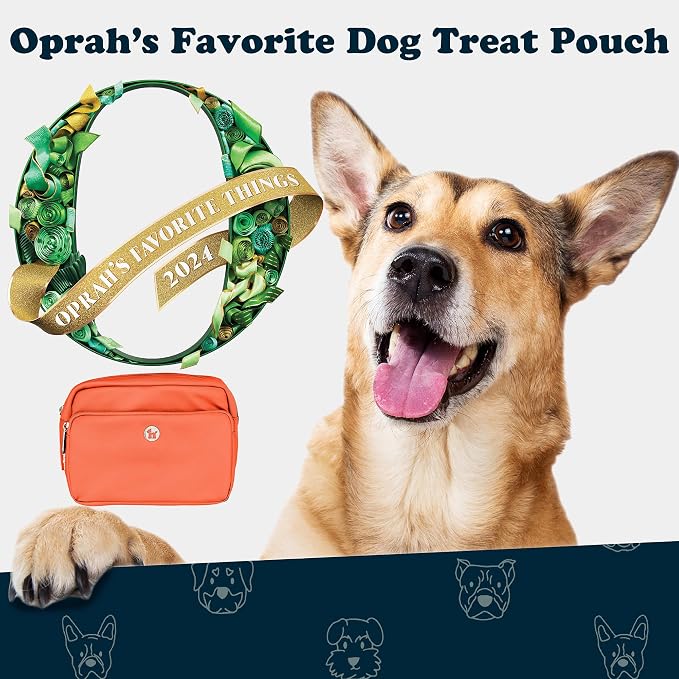Puppington 3-in-1 Crossbody & Dog Treat Pouch for Pet Training - Matching Compostable Poop Bags, Built-In Poop Bag Dispenser & Slow-Feeding Travel Dog Bowl - Dog Walking Bag (Poppy Orange)