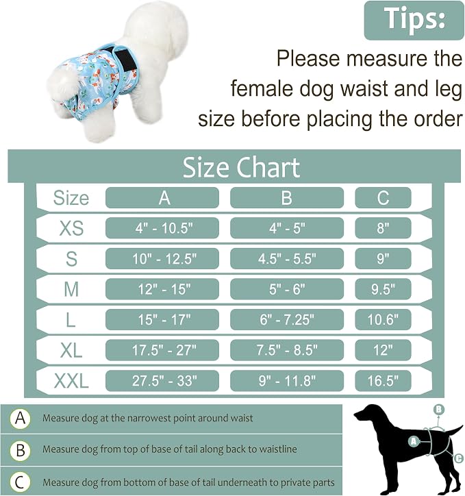 Female Dog Diapers 5Pcs - Premium Reusable Diapers for Doggie in Heat - Highly Absorbent Dog Diapers Female for Pet Incontinence with Adjustable Snaps, XL