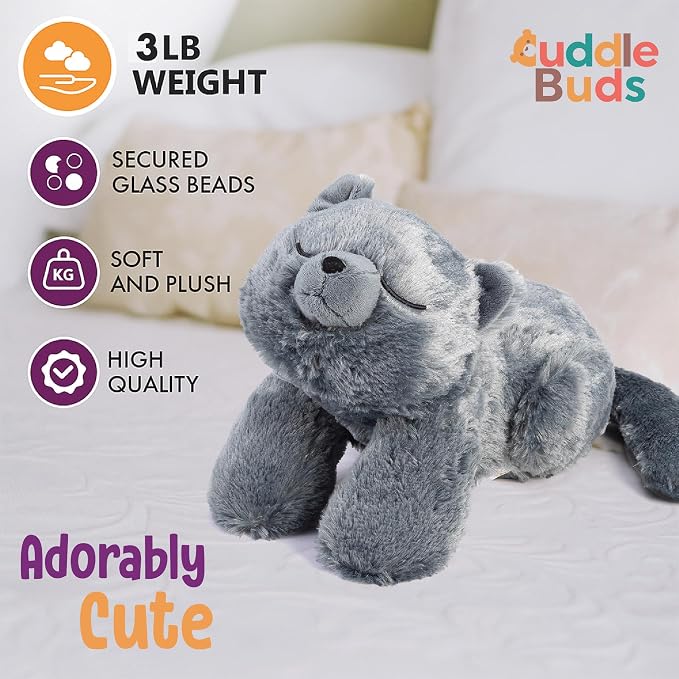 Cuddle Buds 3lbs Weighted Cat Stuffed Animal for Sensory Needs, 20'' Cat Plush Large, Weighted Stuffed Animals for Adults and Kids, Cute Soft Plush Toy Gift for Kids and Adults, Small Plushies