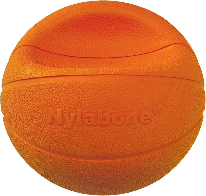 Nylabone Power Play Gripz Felt Basketball Rubber Fetch Toy, Squeaky Ball for Dogs, Medium (1 Count)