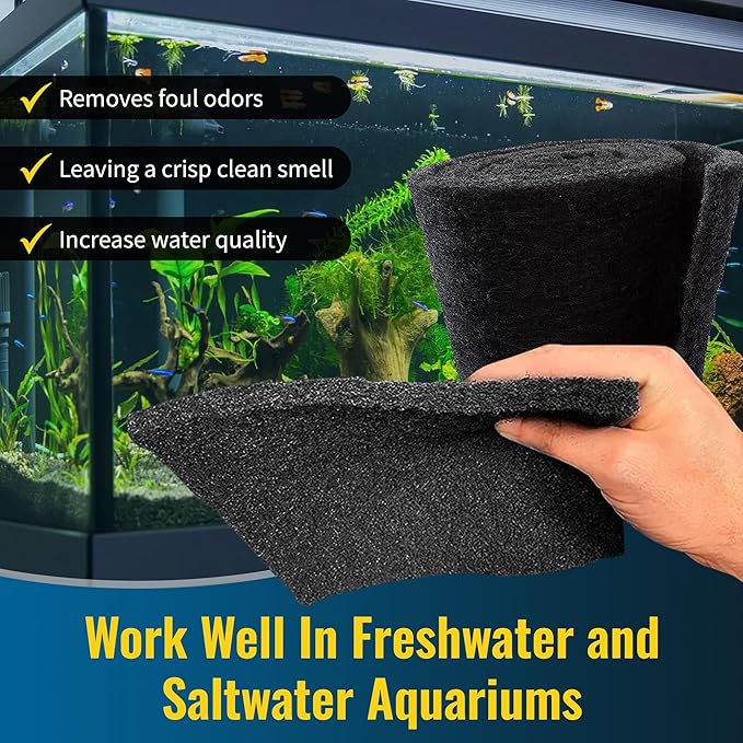 CFS Aquarium Carbon Pad - Cut to Fit Carbon Infused Filter Pad Media for Clean & Clear Fish Tank and Ponds (Carbon filter, 10.5" x 36")