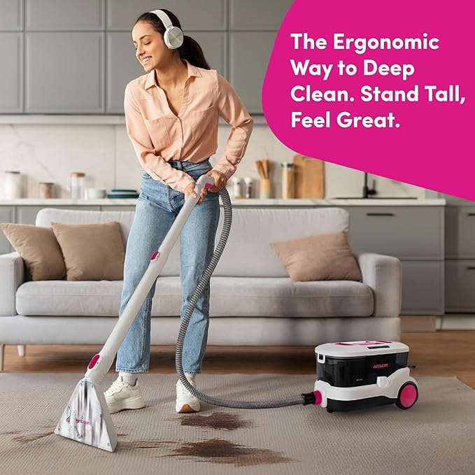 WECLEAN C4 Portable Carpet Cleaner Machine, Stand Up Upholstery Cleaner with 18KPa Powerful Suction, 800W Spot Cleaner for Pet Stains, Carpet, Rug, Couch and Car Interior, Dual Tank System, Pink