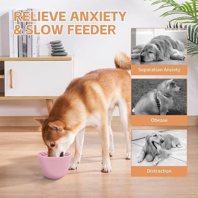 Dog Lick Bowl,Anxiety Relief Non-Slip Silicone Treat Bowl,Durable Anti-Choking Long-Lasting Enrichment Slow Feeder Licking Mat for Small Medium Large Breed,Freezable BPA Free Silicone Dishwasher Safe