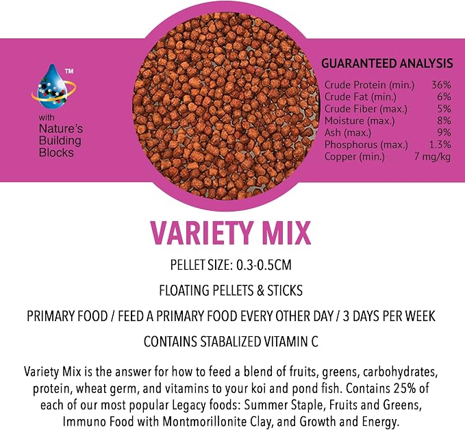 MICROBE-LIFT MLLVMLG Variety Mix Floating Fish Food Pellets and Sticks for Ponds, Water Gardens, and Fountains, for Live Goldfish and Koi, 5 Pounds