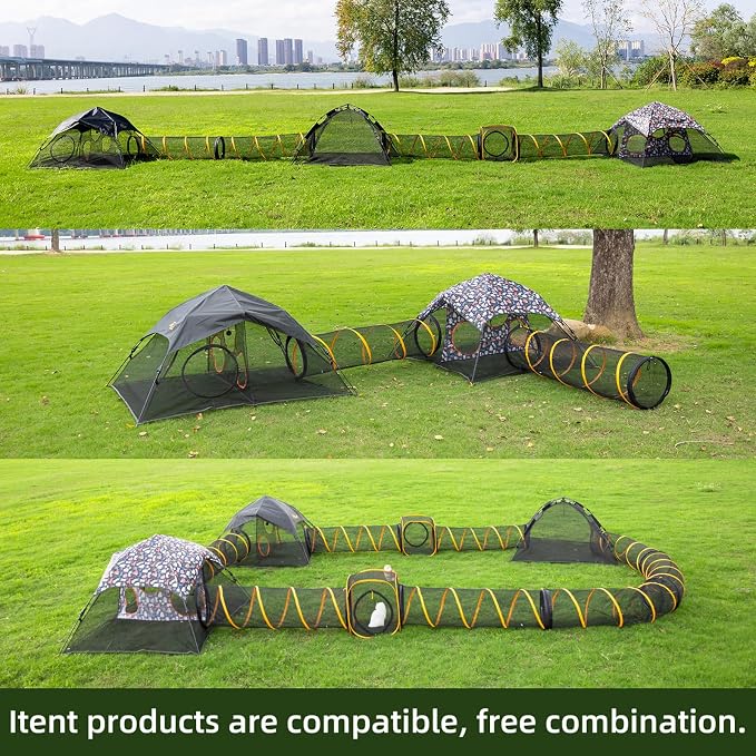 Cat Play Tunnel-for Indoor and Outdoor, Cat Play House, Cat Enclosures Easy to Connect with Two Zipper Doors,Product Size 67'' x 18'',2pcs /Set,Orange 2 Packs