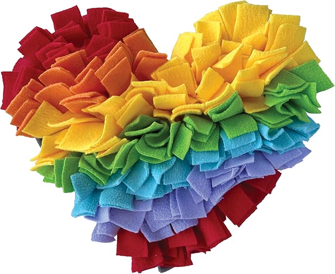 FOUFIT foufouBRAND Heart Rainbow One Love Snuffle Pet Playing Mat, 6.5-inch Length, Pet Accessories