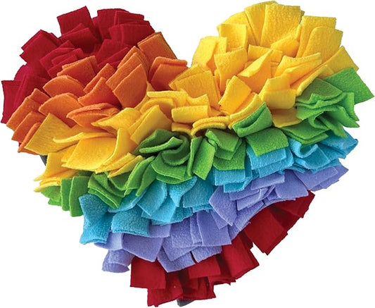 FOUFIT foufouBRAND Heart Rainbow One Love Snuffle Pet Playing Mat, 6.5-inch Length, Pet Accessories