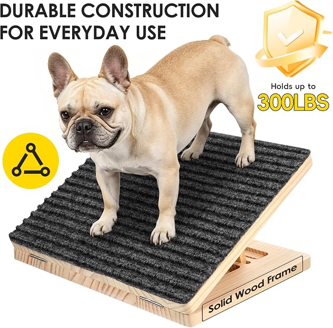 4-Pack Solid Wood Dog Ramp for Stairs – 4 Heights (4"-7") Adjustable Pet Steps, Non-Slip Surface & Silicone Corner Pads, No-Tool Foldable Design for Small Dogs, Cats & Senior Pets