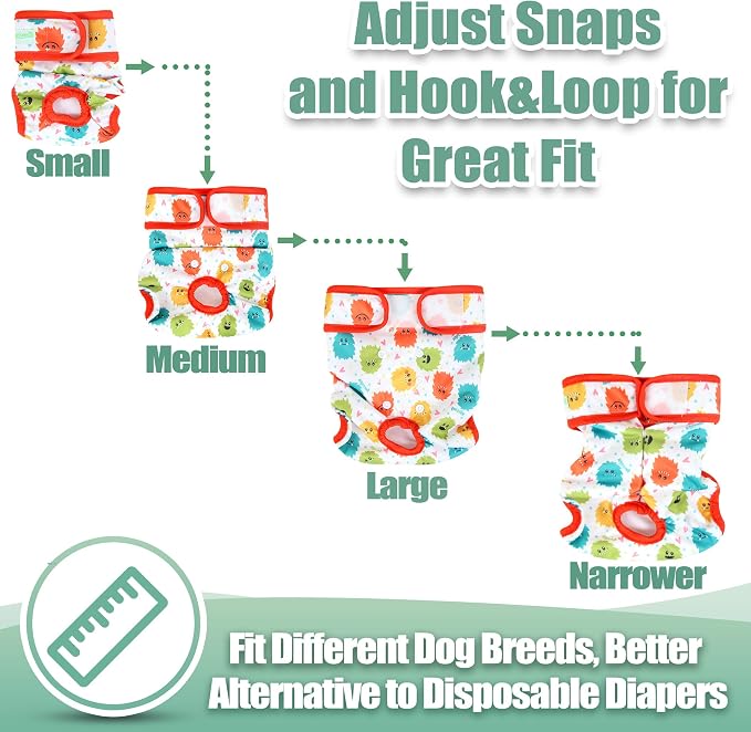 wegreeco Luxury Washable Reusable Dog Diapers (Stylish Pattern) - Female Dog Diapers, Doggie Diapers, 3 Pack (Inspiring, Extra Large)