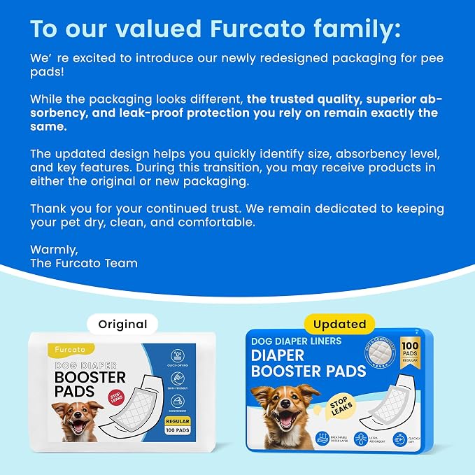 Disposable Dog Diaper Liners Booster Pads for Male & Female Dogs - 100ct | Diaper Inserts fit Most Washable Dog Wraps and Belly Bands,Regular