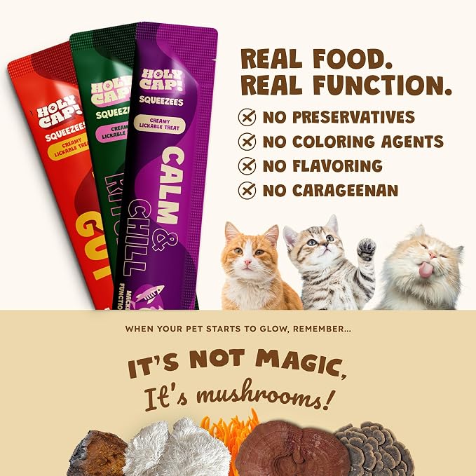 Variety Pack Grain-Free Lickable Cat Treats 15 Squeezable Purée Tubes (0.5 oz Each), Daily Ritual, Happy Gut & Calm & Chill Flavors, Creamy Cat Purée with Clean Ingredients