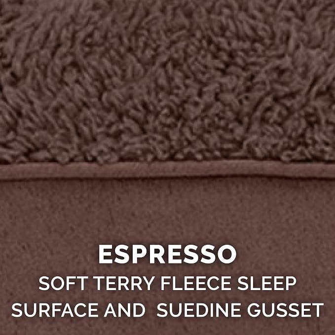 Furhaven Memory Foam Dog Bed for Large Dogs w/ Removable Washable Cover, For Dogs Up to 95 lbs - Terry & Suede Mattress - Espresso, Jumbo/XL