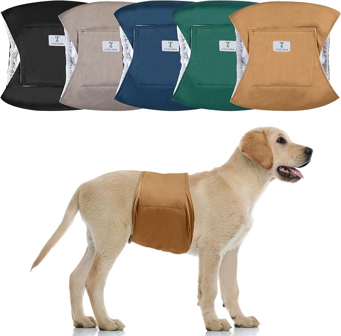 5 Pack Dog Diapers Male,Reusable Leakproof Pet Soft Dog Belly Band Wraps,High Absorbency Male Dog Diaper,Wider Washable Belly Band for Doggy Incontinence and Puppy Training