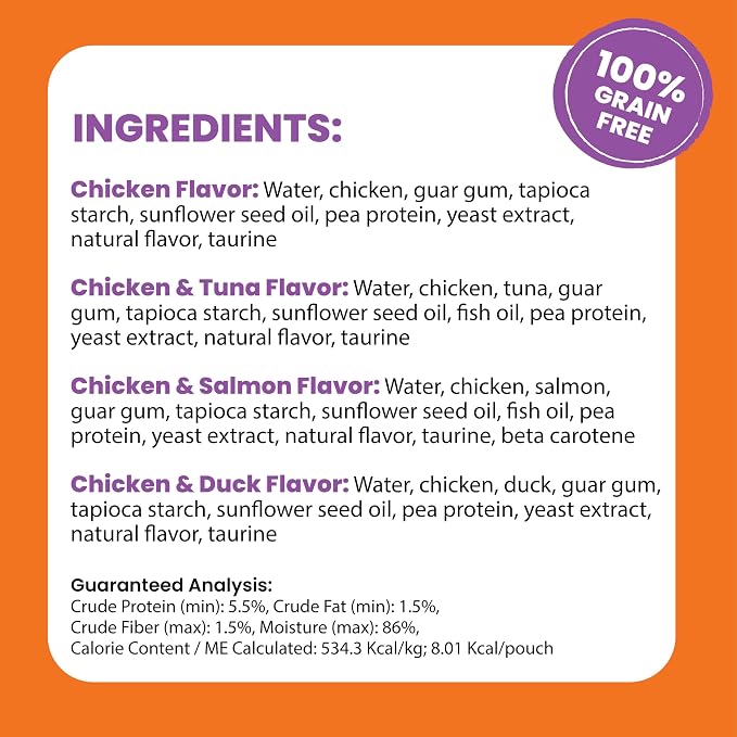 Catstages Purrfect Squeeze Lickable Wet Cat Treats, Creamy Purée Treat & Topper, Made with Real Chicken, Clean Ingredients, No Artificial Preservatives, 0.5 oz Tubes, 50-Count, 4-Flavor Variety Pack