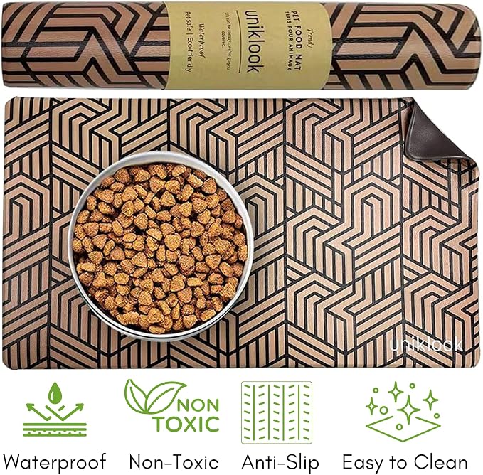 Dog Food Mat - Dog Bowl Mat - Pet Food Mat - Dog Mat for Food and Water - Dog Feeding Mat - Dog Water Bowl Mat - Waterproof Dog Water Mat - UnikLook