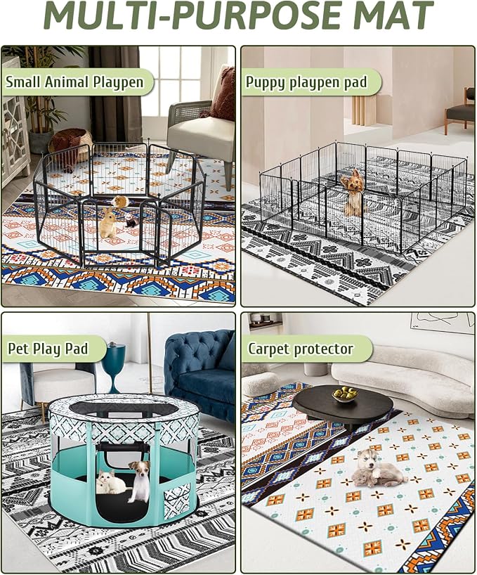 BNOSDM 79" X 55"Chroma Washable Bunny Cage Liners Large Rug for Rabbits Large Pad and 4PCS Bunny Chew Toys Natural Loofah Bunny Teeth Grinding Toy Rabbit Treats