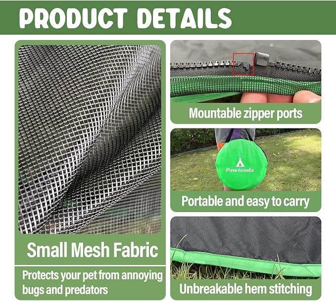 Pawtenda Outdoor Cat Enclosures for Indoor Cats, Portable Cat Tents for Outside, Outdoor Catio, Enclosed Cat Playpen with Tunnel, Pet Tents for Cats, Rabbit, Puppy and Other Small Animal