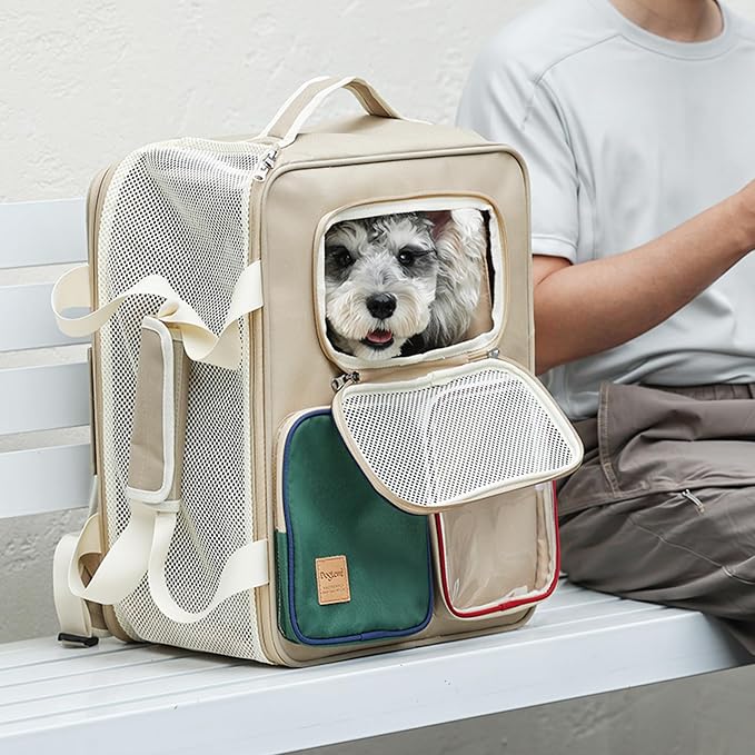 Pet Carrier Backpack for Cats & Dogs - Portable Multi-Functional Large Capacity Pet Bag, Handheld Pet Carrier with Mesh Ventilation & Multiple Pockets