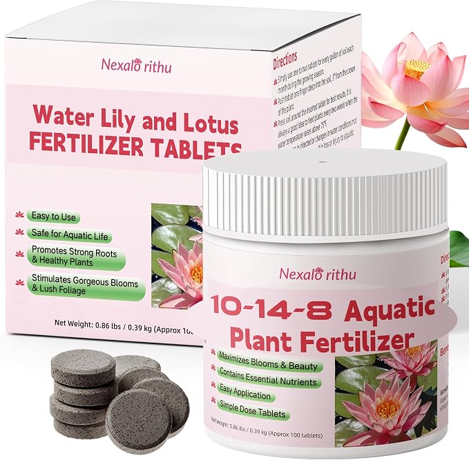Aquatic Plant Fertilizer for Water Lily and Lotus,Water Lily Fertilizer Tablets-Fish Friendly,Lotus Fertilizer- Supports Lily and Lotus Blooming & Root Growth,Pond Plant Fertilizer-100 Tablets