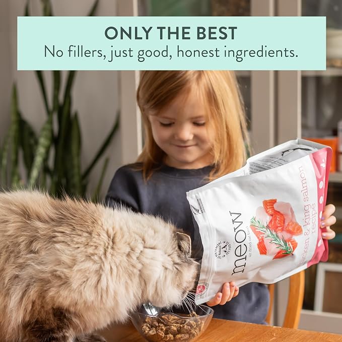 The New Zealand Natural Pet Food Co. Meow Air Dried Cat Food - Chicken & King Salmon Recipe, Dry Cat Food, High Protein Meals, Treats & Toppers,26.5 oz