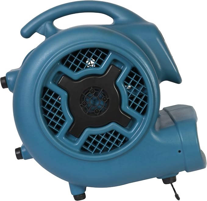 XPOWER X-830 Pro 1 HP 3600 CFM Centrifugal Air Mover, Carpet Dryer, Floor Fan, Blower, for Water Damage Restoration, Janitorial, Plumbing, Home Use Blue