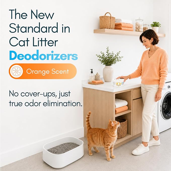 Litter Box Magic Cat Litter Deodorizer (Orange Scent, 16 Oz, Pack of 1) – Premium Cat Litter Odor Eliminator Gel Jar | Cat Odor & Stain Removers, Urine Odor Eliminator & Pooping Deodorizer, Non Toxic