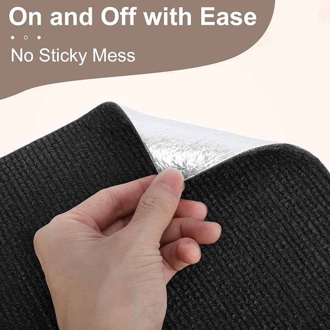 Cat Scratch Furniture Protector, Self-Adhesive Cat Scratcher Mat, Couch and Furniture Protector from Cat Claws, Black, 1 Set