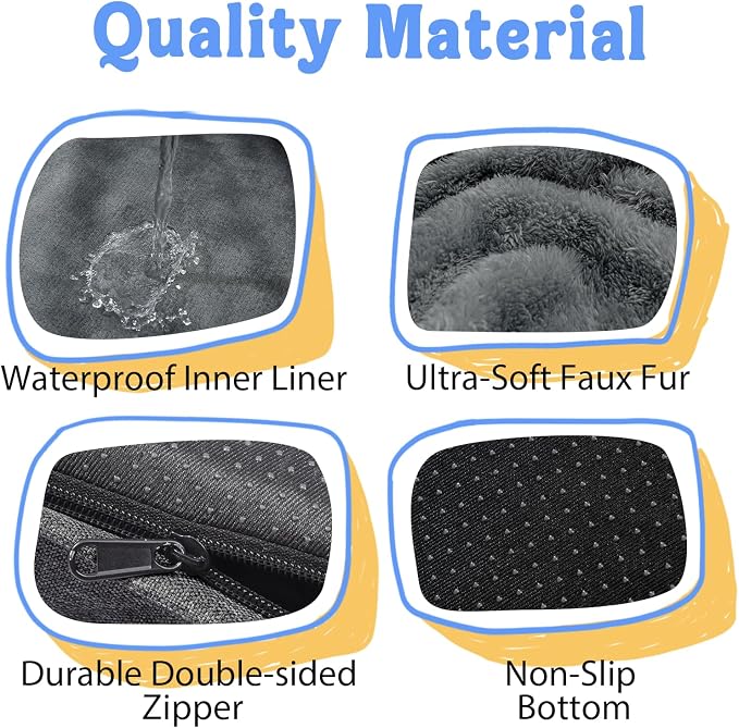 Chez Paw Orthopedic Dog Bed for Medium & Large Dogs, Waterproof Egg-Crate Foam Dog Bed with Removable Washable Cover, 4-Sided Bolster Support & Non-Slip Bottom, Grey 36"x27"x7"
