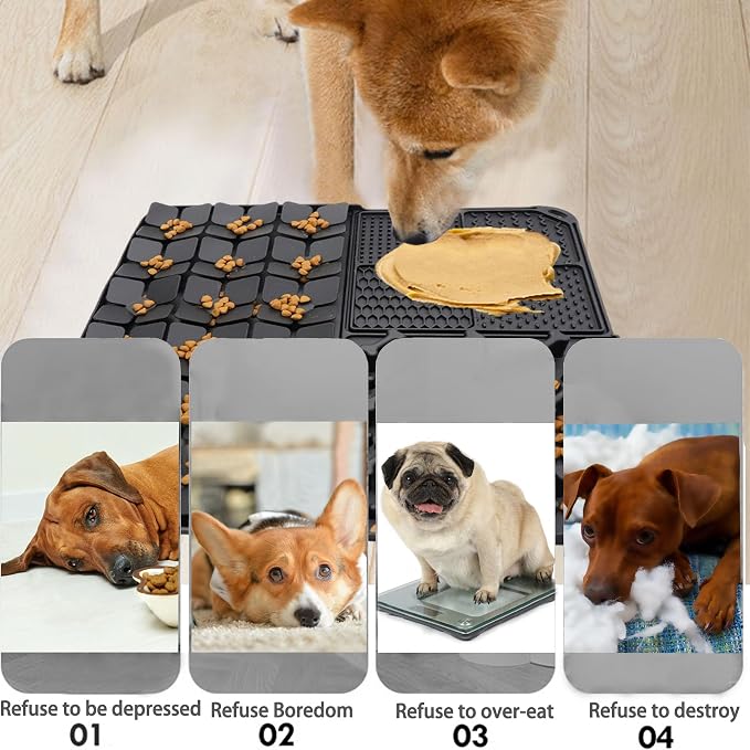 Silicone Snuffle Mat for Dog & Femont Slow Feeder Lick Mat with Suction Cups for Slow Eating