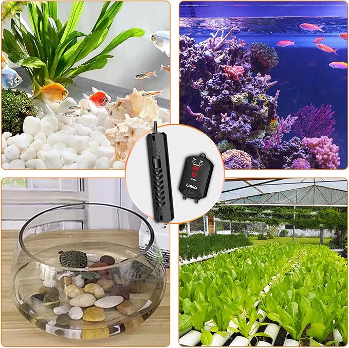 Upgraded 300W Intelligent Aquarium Heater,59°F-93°F Submersible Fish Tank Heater with Intelligent Digital Display Controller and Auto Power Off for 25-80 Gallon Freshwater Saltwater Fish Tanks