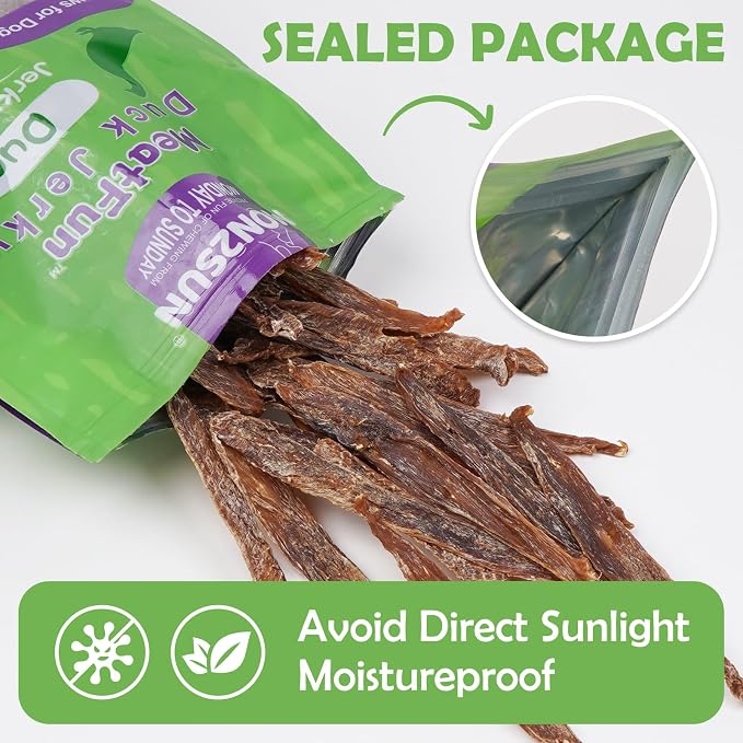 MON2SUN Dog Treats Duck Jerky, Single-Ingredient, Rawhide-Free, High Protein, Low Fat, Training Treats for Small to Large Dogs, 21.2 oz