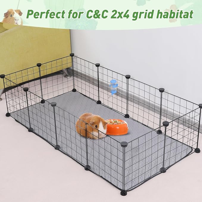 2Pack Guinea Pig Cage Liners, LWYMX 24''X48'' Washable Guinea Pig Pee Pads, Non Slip Reusable Super Absorbent Guinea Pig Training Mat Bedding Fleece for Small Animals Hamster Rabbit Chinchilla Rat