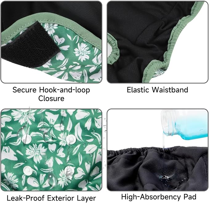 Paw Legend Washable Reusable Female Dog Period Diapers for Heat Doggie Puppy Diapers for Female Dogs (3 Pack, Small)